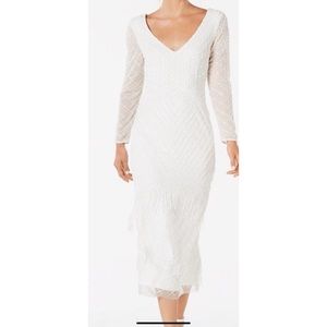 Adrianna Papell Beaded Fringe Midi Dress